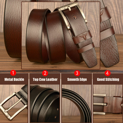 Ceinture en cuir véritable de qualité supérieure pour homme, non cousue, pour le travail, avec boîte cadeau | TCZK05