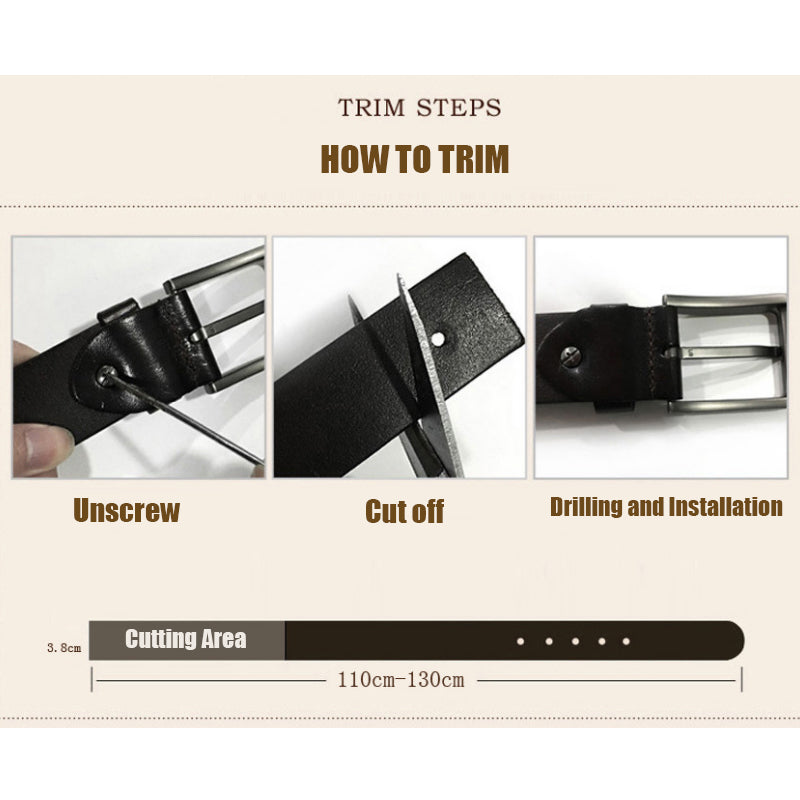 Herrengürtel aus echtem Vollnarbenleder mit Doppeldorn, Vollnarbengürtel mit Nähten, 3,8 cm breit | TCZK10