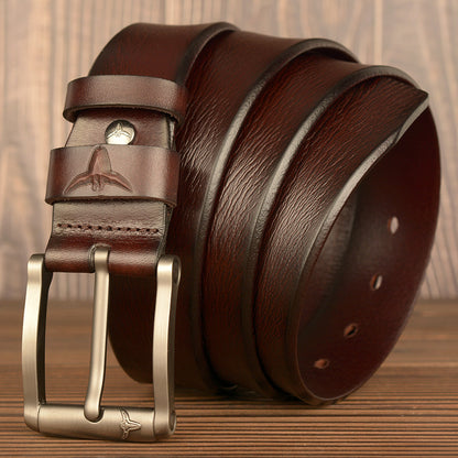 Ceinture en cuir véritable de qualité supérieure pour homme, non cousue, pour le travail, avec boîte cadeau | TCZK05