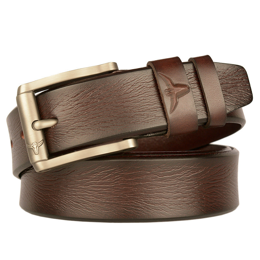 Ceinture en cuir véritable de qualité supérieure pour homme, non cousue, pour le travail, avec boîte cadeau | TCZK05