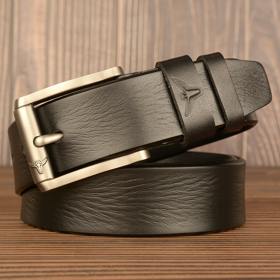 Ceinture en cuir véritable de qualité supérieure pour homme, non cousue, pour le travail, avec boîte cadeau | TCZK05