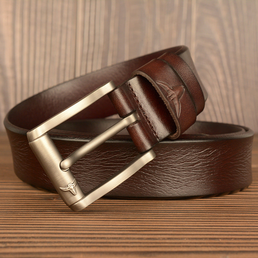 Ceinture en cuir véritable de qualité supérieure pour homme, non cousue, pour le travail, avec boîte cadeau | TCZK05