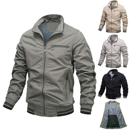 Men's Bomber Jackets Lightweight Windbreaker Spring Fall Full Zip Active Coat Outwear | V01