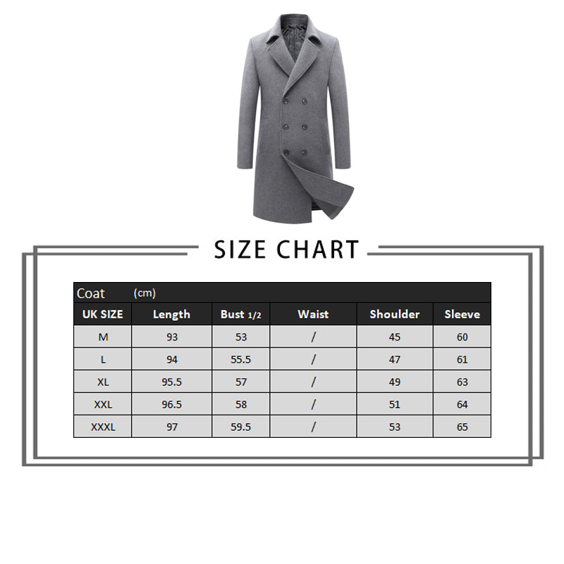 Manteau long matelassé à double boutonnage en laine mélangée de qualité supérieure pour homme | xz1721