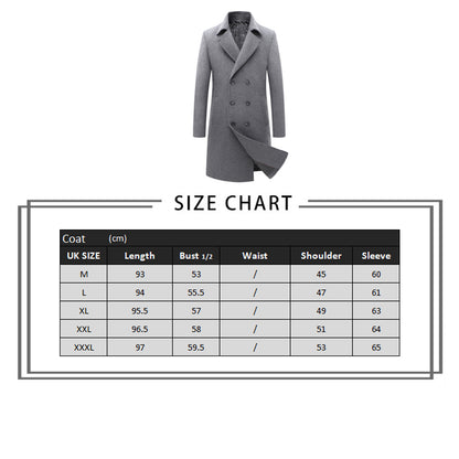 Manteau long matelassé à double boutonnage en laine mélangée de qualité supérieure pour homme | xz1721