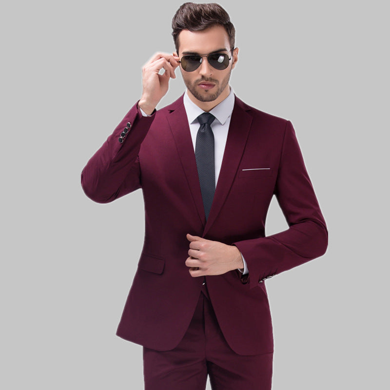 Premium Cotton Blend Gents Suit Smart Fit Suits Work Wedding Casual Business Tuxedo 2 Piece Set