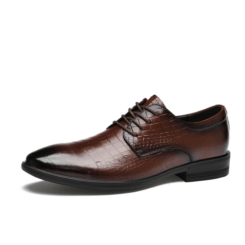 Exotische Herren Oxford-Schuhe aus echtem Leder mit Krokodilmuster-x2108