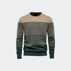 Herren-Sweatshirt mit Rundhalsausschnitt, weich, Thermo-Strick, Farbblock, gestreift, Y121