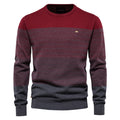 Herren-Sweatshirt mit Rundhalsausschnitt, weich, Thermo-Strick, Farbblock, gestreift, Y121