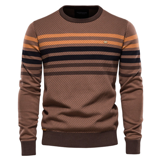 Maglione da uomo girocollo caldo cotone classico pullover a righe -Y183