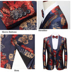 3-teiliger Herrenanzug mit Revers, Blumenmuster, einem Knopf, moderne Smoking-Sets | Y3531-1