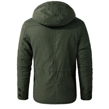 Thick Hooded Lamb Wool Men's Premium Multipockets Jacket | 3256