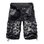 Herren-Cargo-Shorts mit Leopardenmuster und Camouflage-Muster, entspannte Passform, mehrere Taschen – 2292