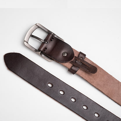 Retro Washing Leather Belt for Men | Mens Belt Casual 1 1/2" with Full Grain Leather | N8117