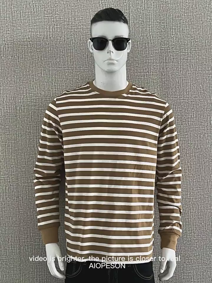 Herren Langarm Slim Fit Casual Gestreiftes Sweatshirt | TS293 