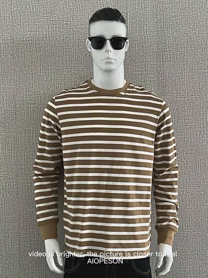 Men's Long Sleeve Slim Fit Casual Striped Sweatshirt | TS293