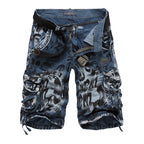 Herren-Cargo-Shorts mit Leopardenmuster und Camouflage-Muster, entspannte Passform, mehrere Taschen – 2292