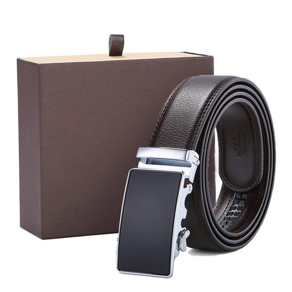 Ceinture à cliquet en cuir véritable pour homme avec boucle à clic automatique | DB-1