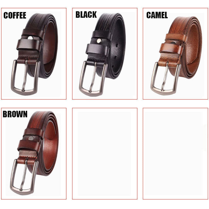 Herren-Ledergürtel, 100 % Vollnarbenleder, massiver Echtledergürtel, 3,3 cm Breite | N8100