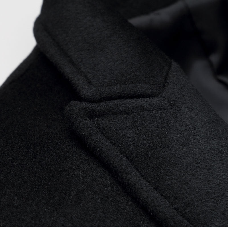 Klassischer Slim Fit Herren-Peacoat aus Wollmischung, zweireihig, mittellang | 1721