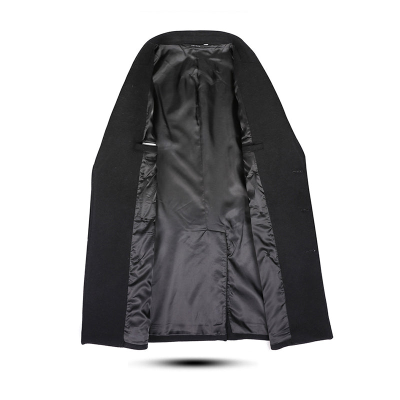 Klassischer Slim Fit Herren-Peacoat aus Wollmischung, zweireihig, mittellang | 1721