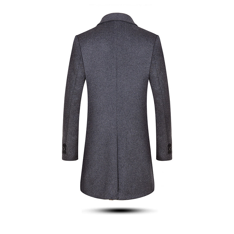 Klassischer Slim Fit Herren-Peacoat aus Wollmischung, zweireihig, mittellang | 1721
