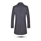Klassischer Slim Fit Herren-Peacoat aus Wollmischung, zweireihig, mittellang | 1721