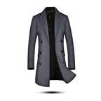 Klassischer Slim Fit Herren-Peacoat aus Wollmischung, zweireihig, mittellang | 1721