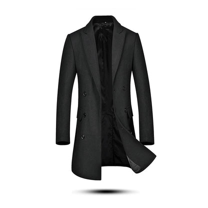 Cappotto da uomo classico slim fit doppiopetto medio lungo in misto lana | 1721