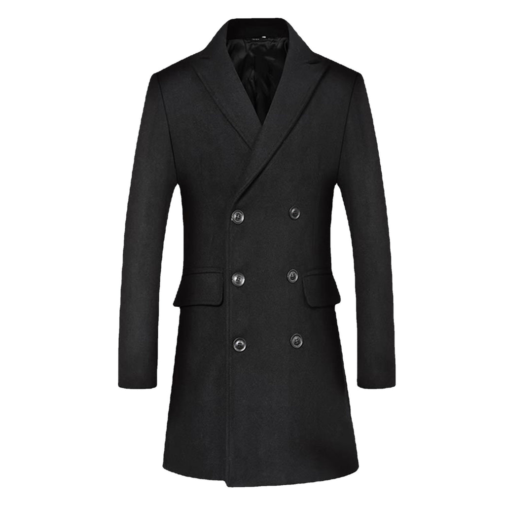 Klassischer Slim Fit Herren-Peacoat aus Wollmischung, zweireihig, mittellang | 1721