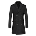 Klassischer Slim Fit Herren-Peacoat aus Wollmischung, zweireihig, mittellang | 1721