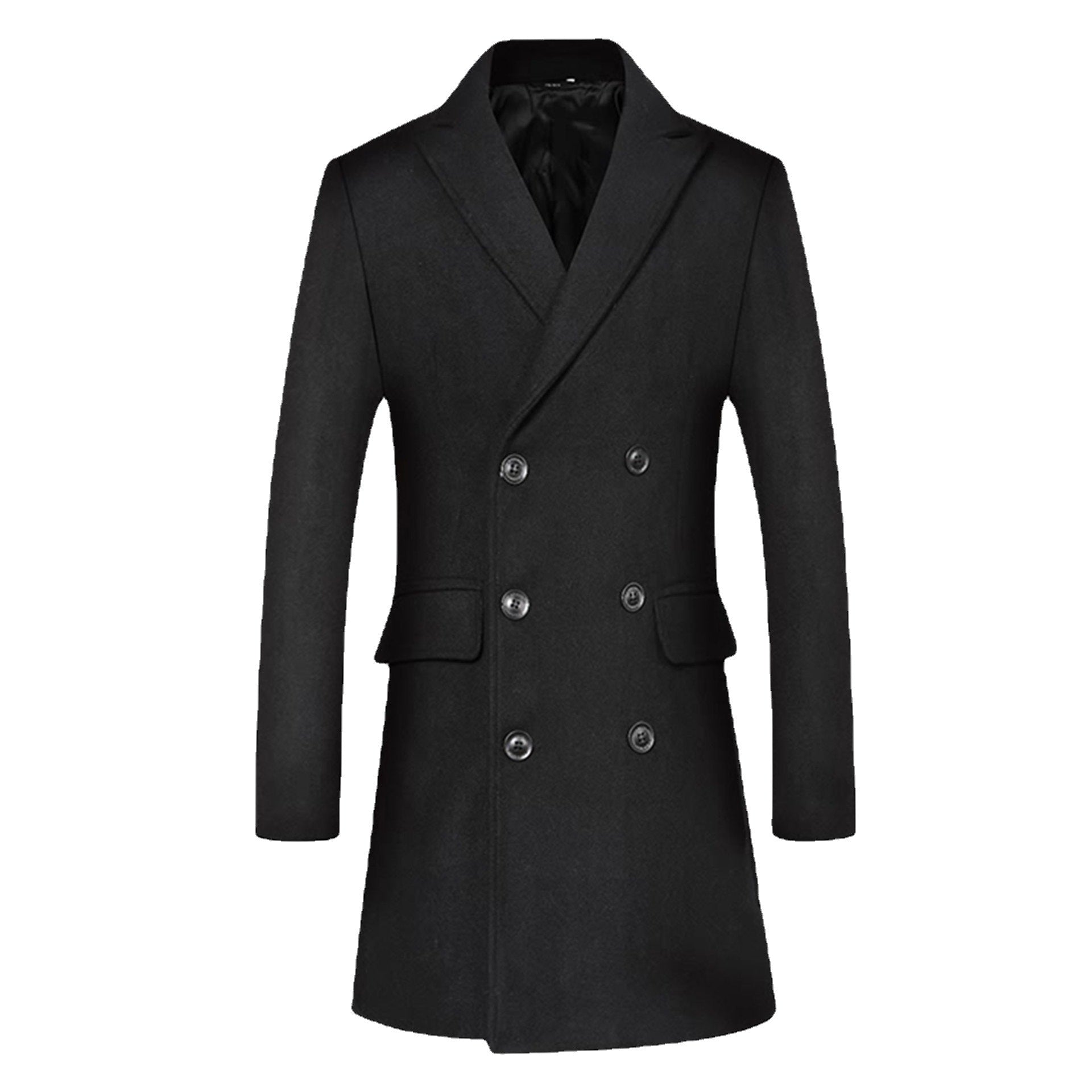 Klassischer Slim Fit Herren-Peacoat aus Wollmischung, zweireihig, mittellang | 1721