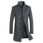 Herren Trenchcoats mit Stehkragen, mittellang, einreihig, Wollmantel | 825