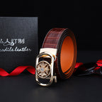 Herren-Ratschengürtel aus echtem Leder im Krokodil-Stil für Jeans, Freizeithosen und Anzüge – erhältlich in den Taillenweiten 28–46 Zoll