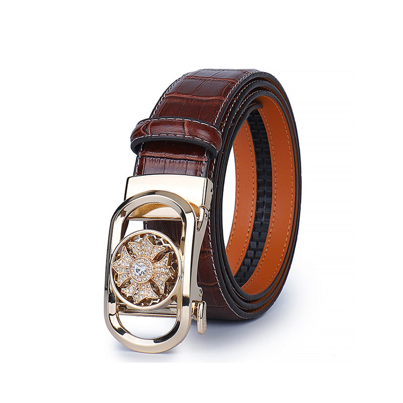 Herren-Ratschengürtel aus echtem Leder im Krokodil-Stil für Jeans, Freizeithosen und Anzüge – erhältlich in den Taillenweiten 28–46 Zoll