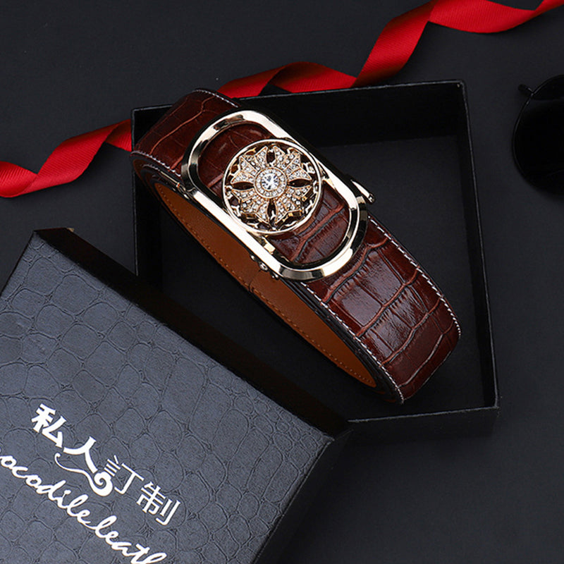 Herren-Ratschengürtel aus echtem Leder im Krokodil-Stil für Jeans, Freizeithosen und Anzüge – erhältlich in den Taillenweiten 28–46 Zoll