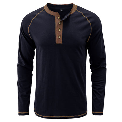 Maglietta Henley leggera in cotone a maniche lunghe da uomo | 2237