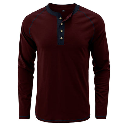 Maglietta Henley leggera in cotone a maniche lunghe da uomo | 2237