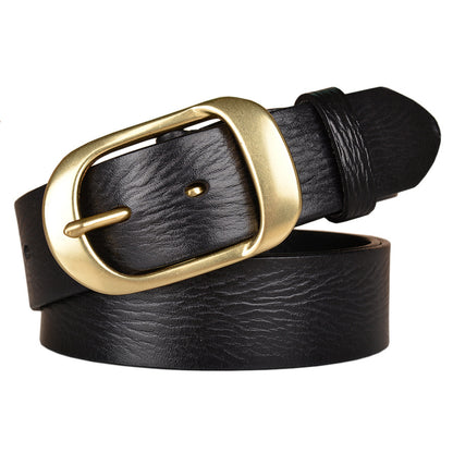 Men Pleated Top Grain Cowhide Dress Belt Gold Buckle 1-1/2''(38mm) Wide |  TCZK11