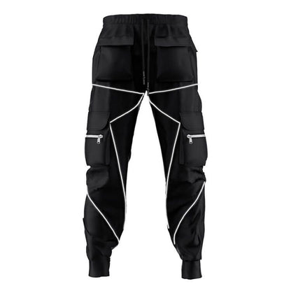 Pantalon cargo de jogging à bandes réfléchissantes pour hommes, coupe slim, pour la gym, l'entraînement, la cheville | W302 