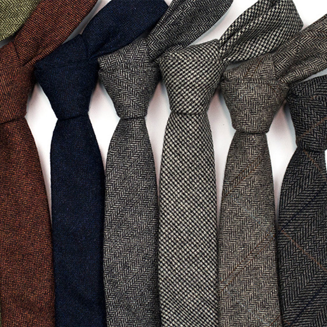 Herren-Krawatte aus Wolle und Kaschmir, kariert, lässig, formell, schmal, Tweed-Muster | Y-112