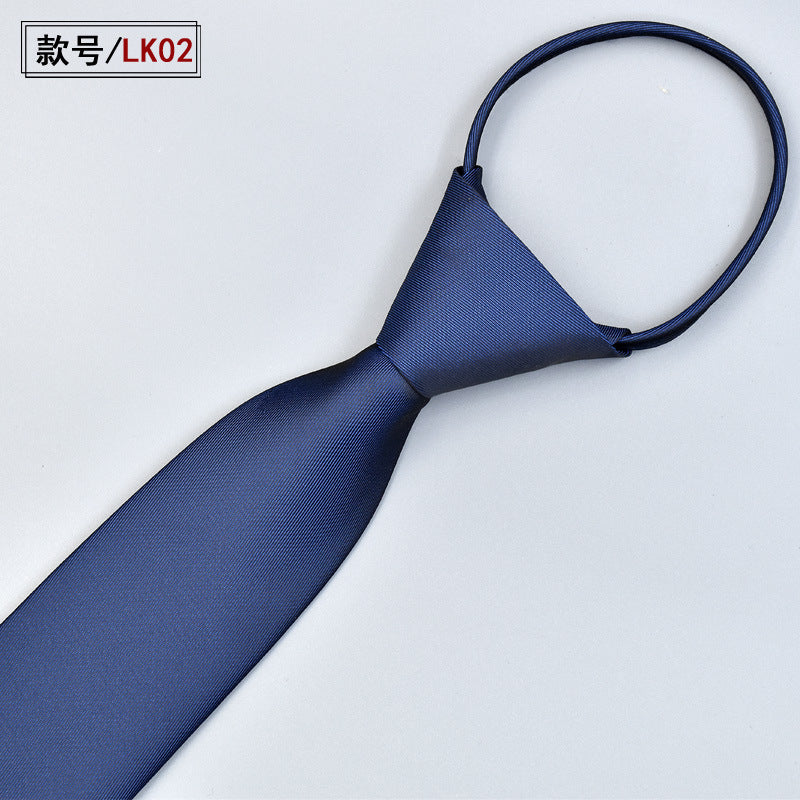 Klassische einfarbige seidige Krawatte mit Reißverschluss für Herren | LK02