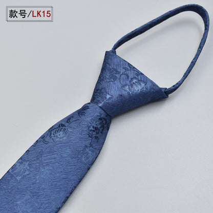 Classic Solid Color Silky Zipper Necktie Men's Pretied Ties  |  LK02