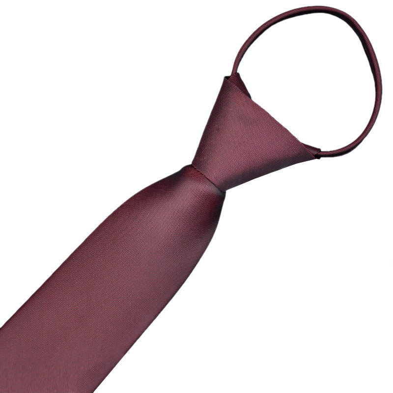 Klassische einfarbige seidige Krawatte mit Reißverschluss für Herren | LK02