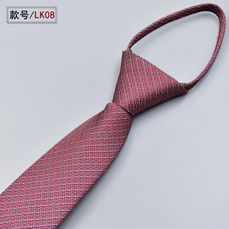 Classic Solid Color Silky Zipper Necktie Men's Pretied Ties  |  LK02