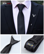 Klassische einfarbige seidige Krawatte mit Reißverschluss für Herren | LK02