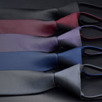 Klassische einfarbige seidige Krawatte mit Reißverschluss für Herren | LK02