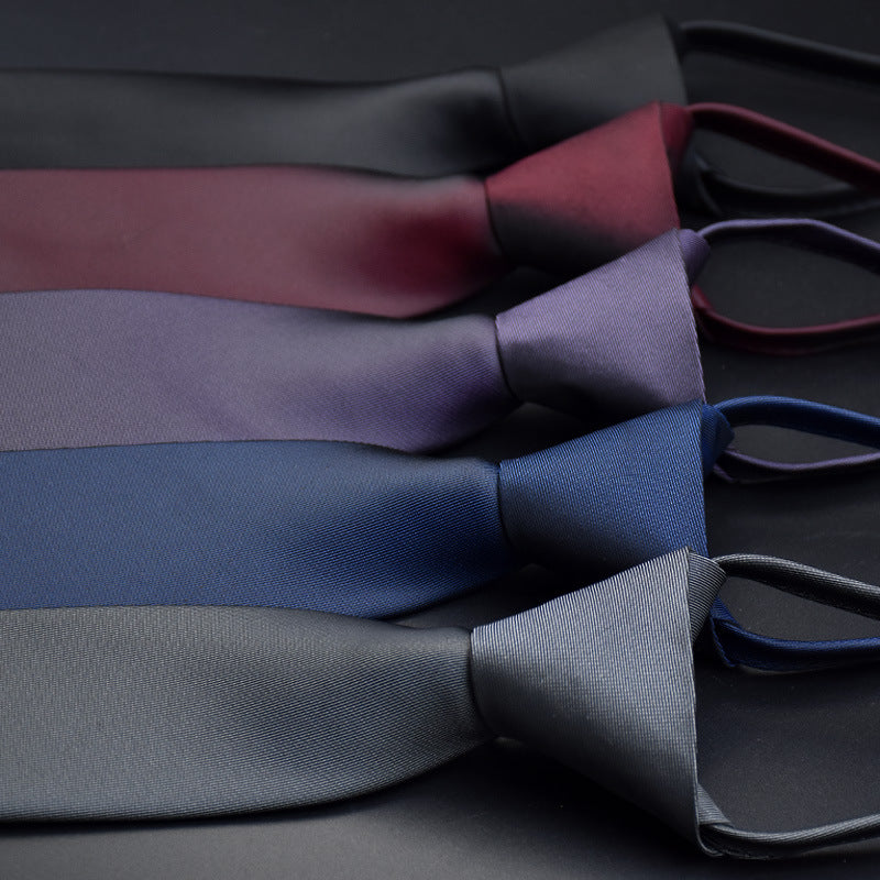 Klassische einfarbige seidige Krawatte mit Reißverschluss für Herren | LK02