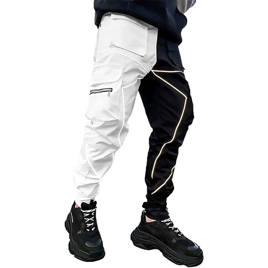 Pantaloni cargo hip hop da uomo con elastico in vita, pantaloni harem, coulisse e tasche |