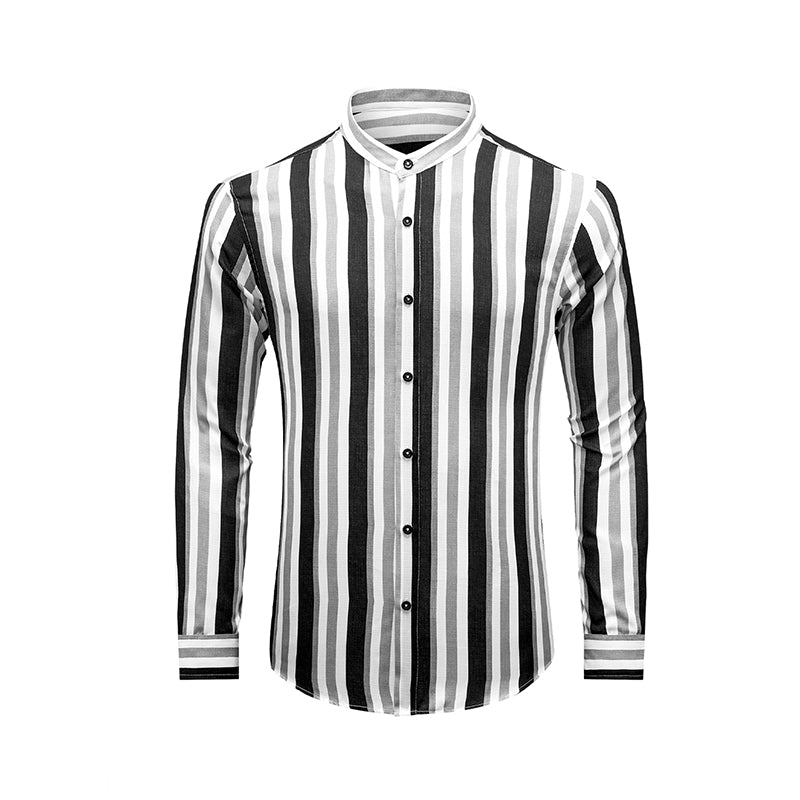 Lässige Langarm-Button-Down-Hemden für Herren, gestreifte Baumwollhemden für Herren | MC255371-1